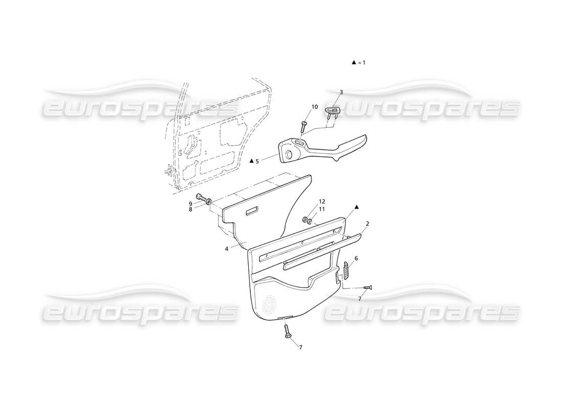 maserati qtp v8 evoluzione inner trims: rear door panels parts diagram