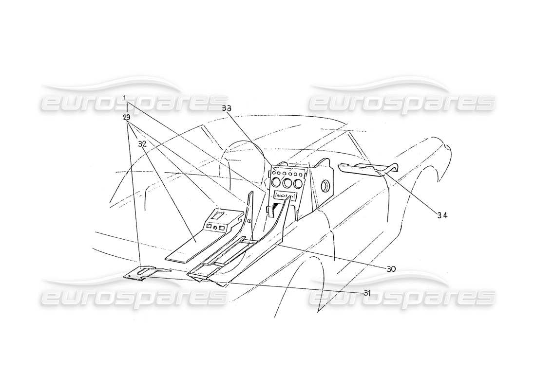ferrari 365 gtc (coachwork) center console (series 1) part diagram