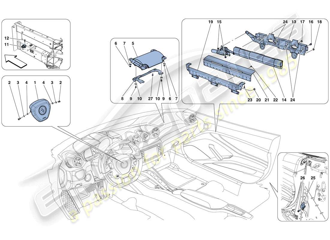 ferrari california t (usa) airbags parts diagram