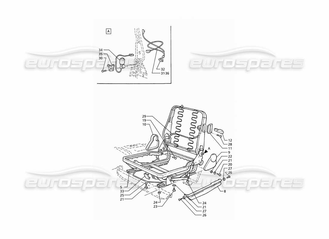 maserati ghibli 2.8 (abs) front seats structure parts diagram