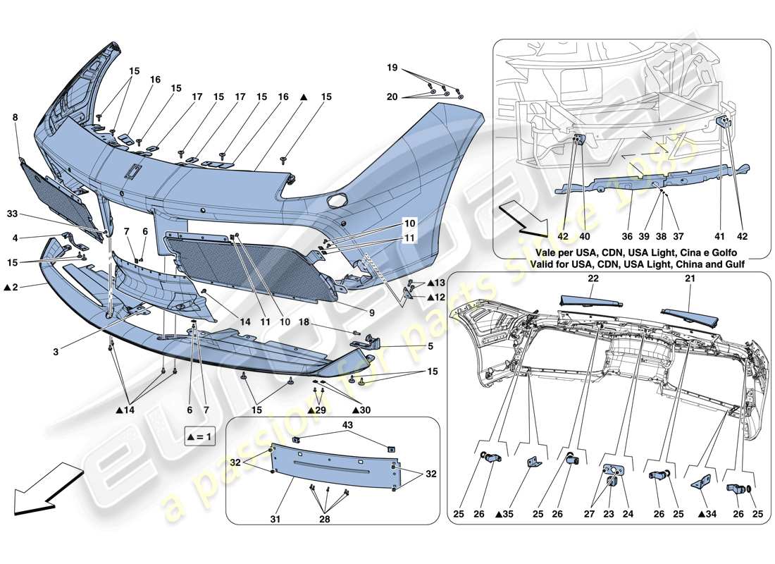 ferrari 488 spider (rhd) front bumper parts diagram