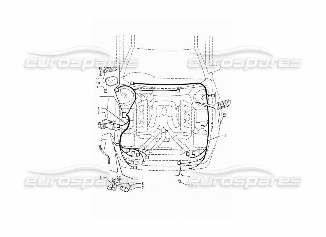 maserati ghibli 2.8 (abs) electrical system: engine compartment (rh drive) parts diagram