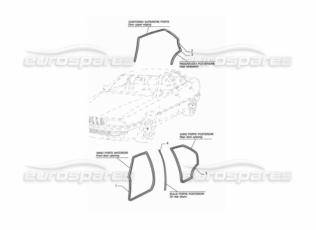 maserati qtp v6 (1996) external seals part diagram