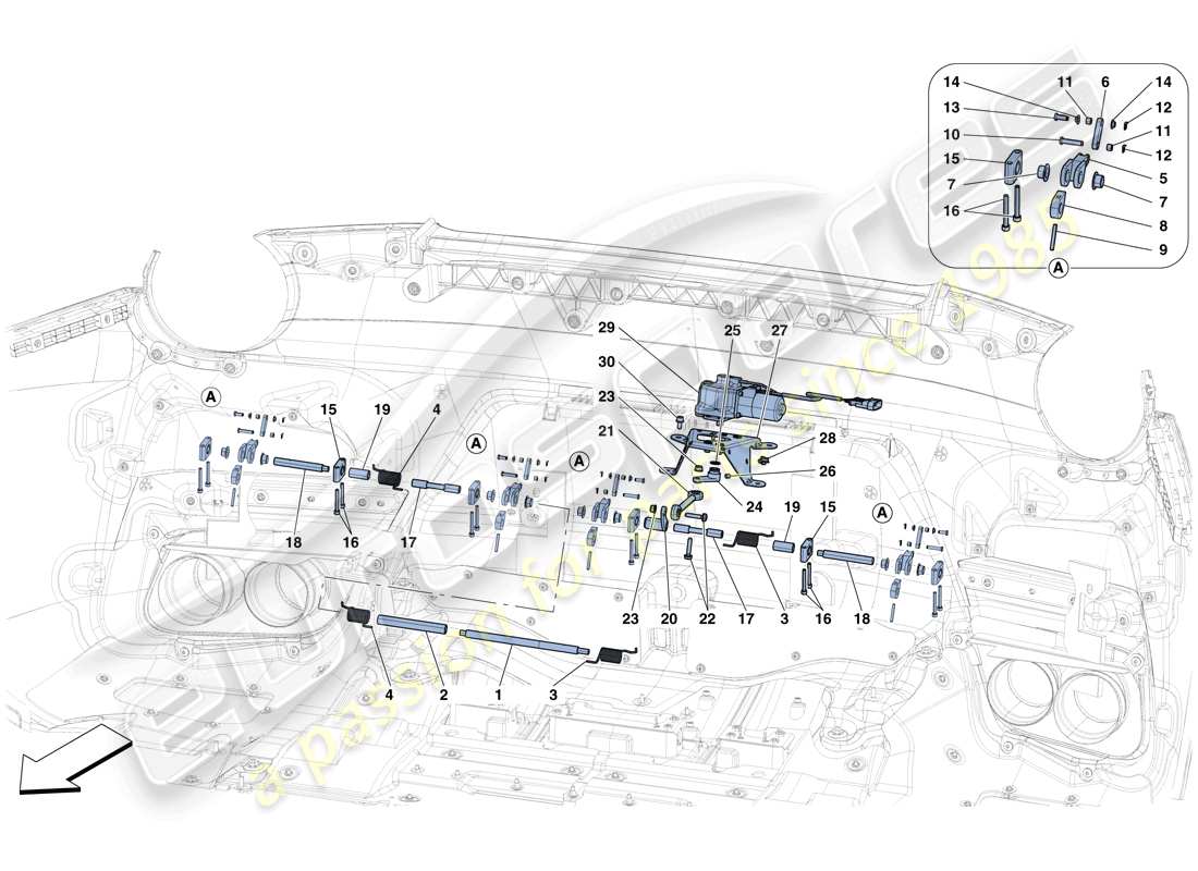 ferrari f12 tdf (rhd) rear active aero parts diagram