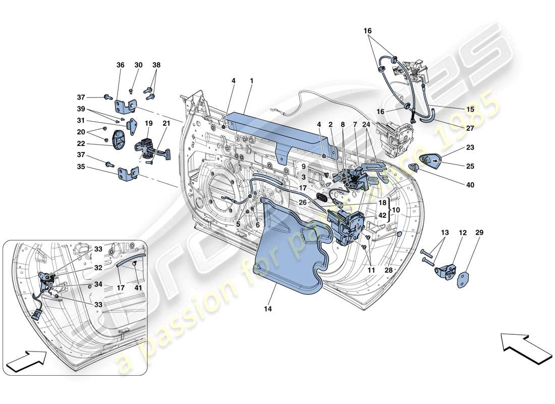 ferrari 812 superfast (usa) doors - opening mechanisms and hinges part diagram