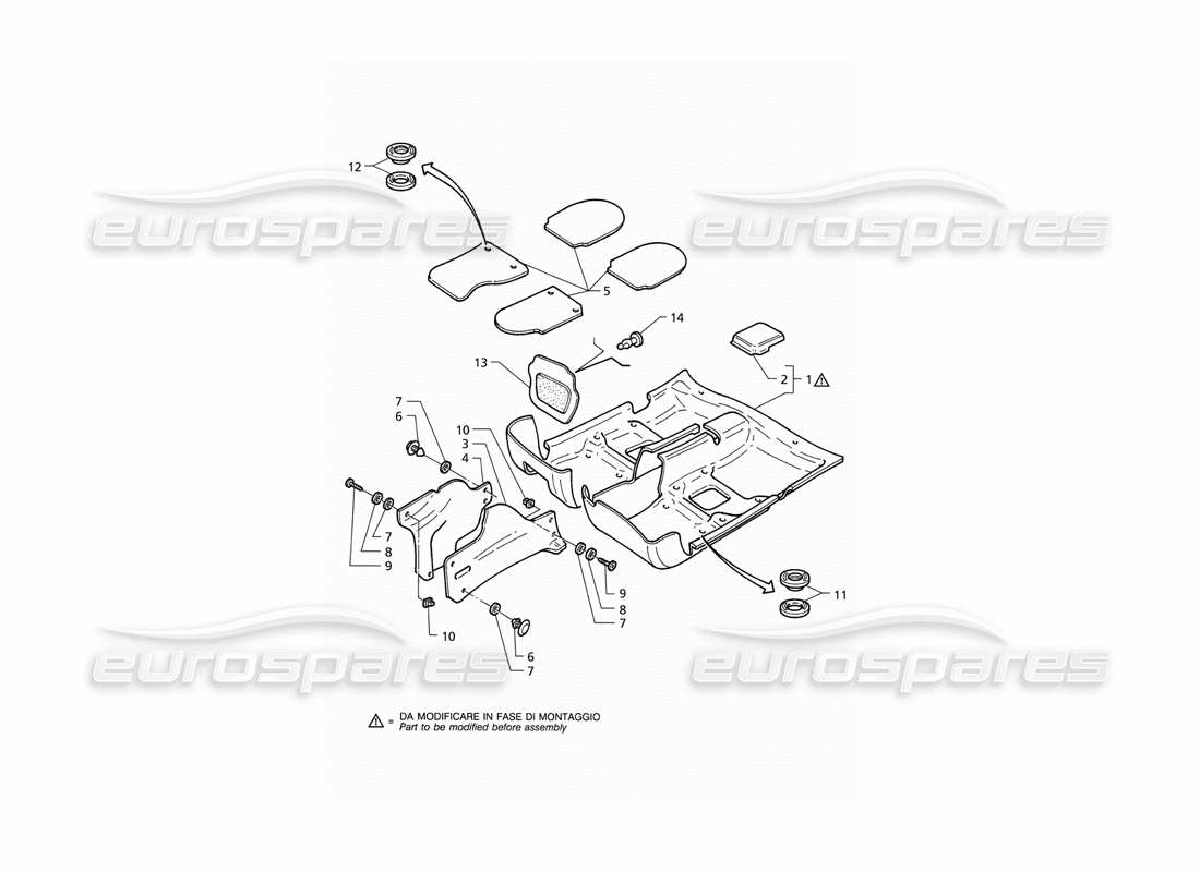 maserati qtp v6 (1996) passenger compartment carpets: vehicles with double airbag parts diagram