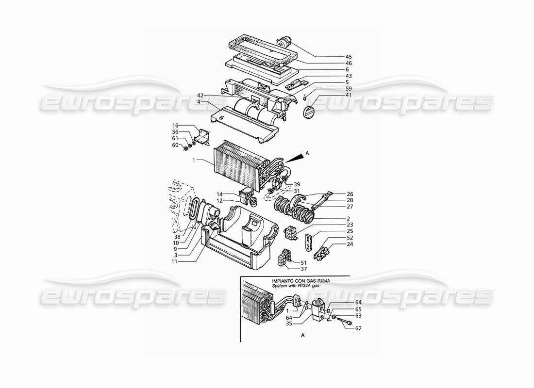 maserati qtp v6 (1996) automatic air conditioner assy (lhd) part diagram