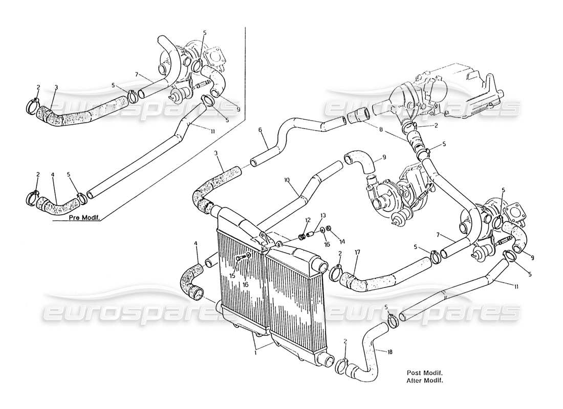 maserati karif 2.8 heat exchanger - pipes parts diagram