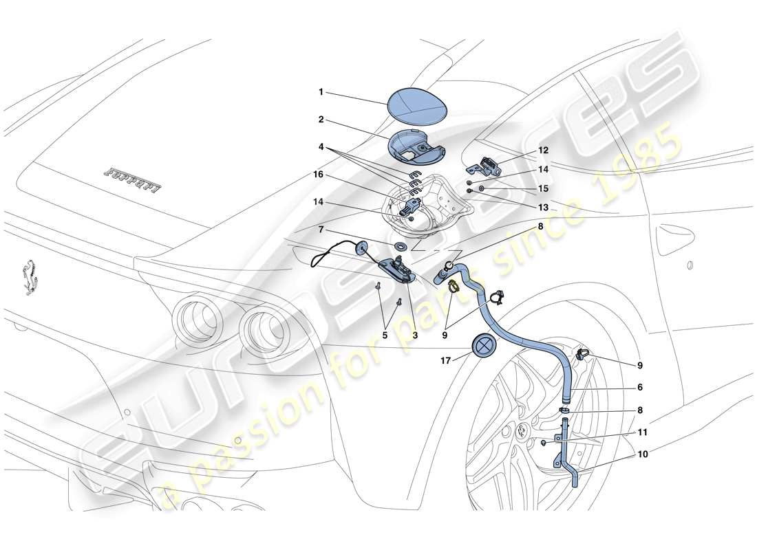 ferrari 812 superfast (usa) fuel filler flap and controls parts diagram