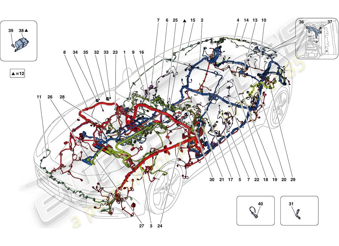 ferrari ff (rhd) main wiring harnesses parts diagram