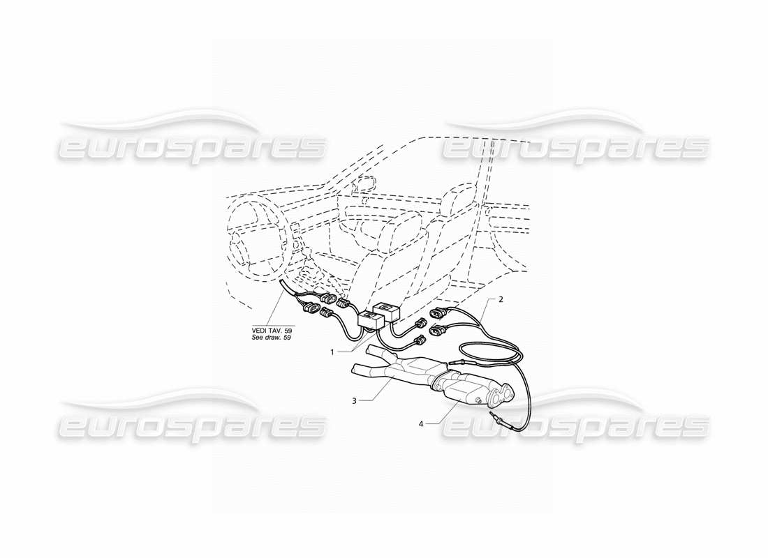 maserati qtp v6 (1996) exhaust system (only japan) parts diagram