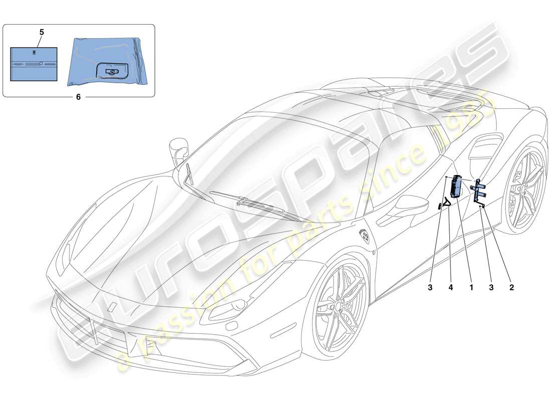 ferrari 488 spider (rhd) telemetry parts diagram