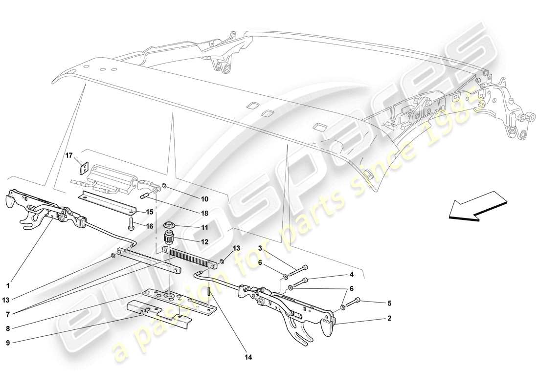 ferrari f430 scuderia spider 16m (europe) front roof latch part diagram