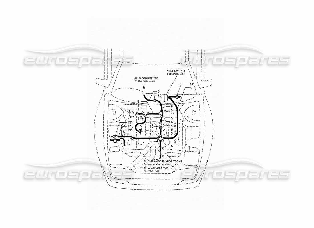 maserati ghibli 2.8 (abs) vacuum sustem (rh drive) parts diagram