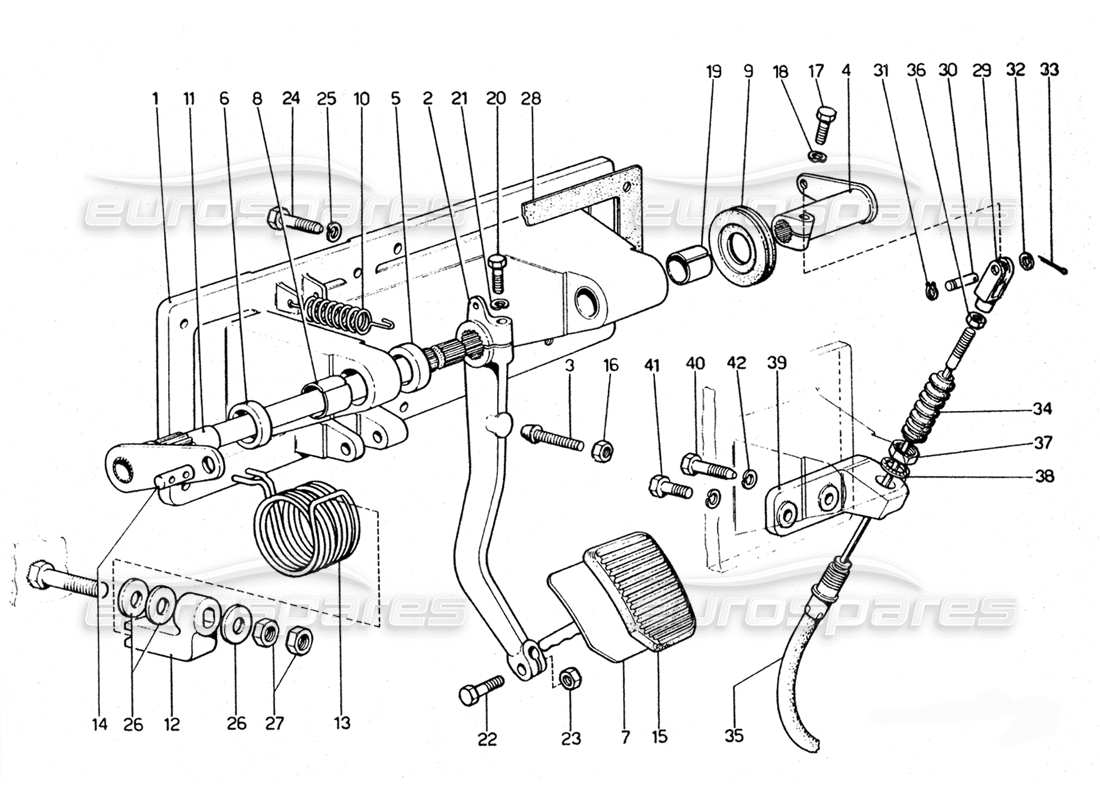ferrari 365 gtc4 (mechanical) clutch pedal - revision (lhd) part diagram