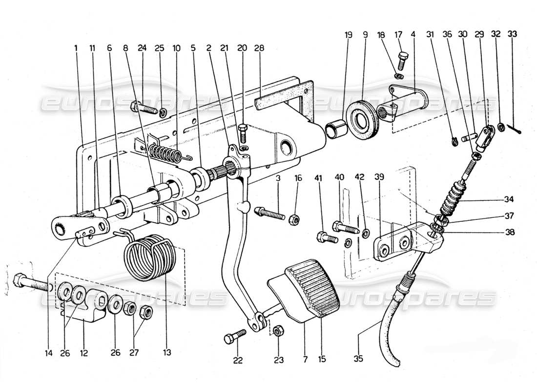 ferrari 365 gtc4 (mechanical) clutch pedal - revision (lhd) part diagram