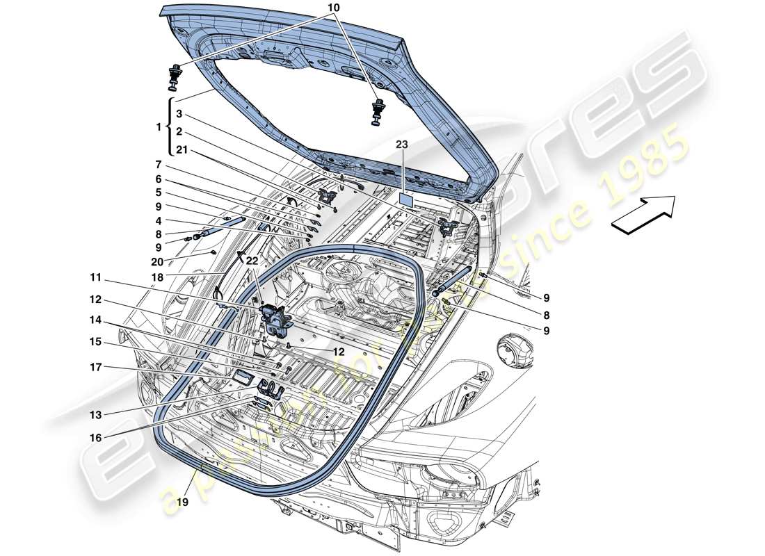 ferrari f12 tdf (usa) rear lid and opening mechanism parts diagram