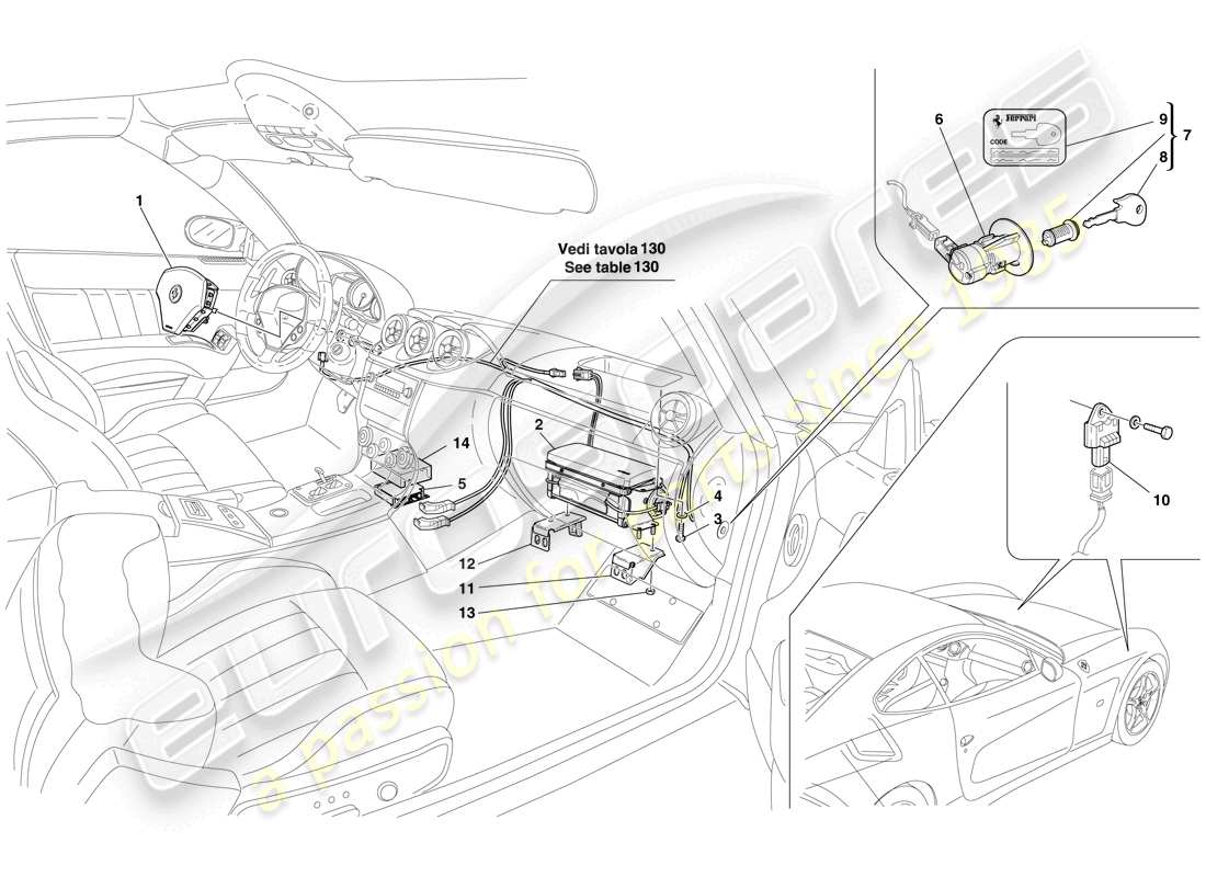 ferrari 612 sessanta (rhd) airbag parts diagram
