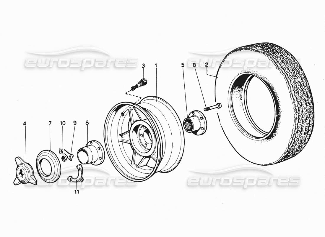 ferrari 365 gtc4 (mechanical) wheels - revision parts diagram