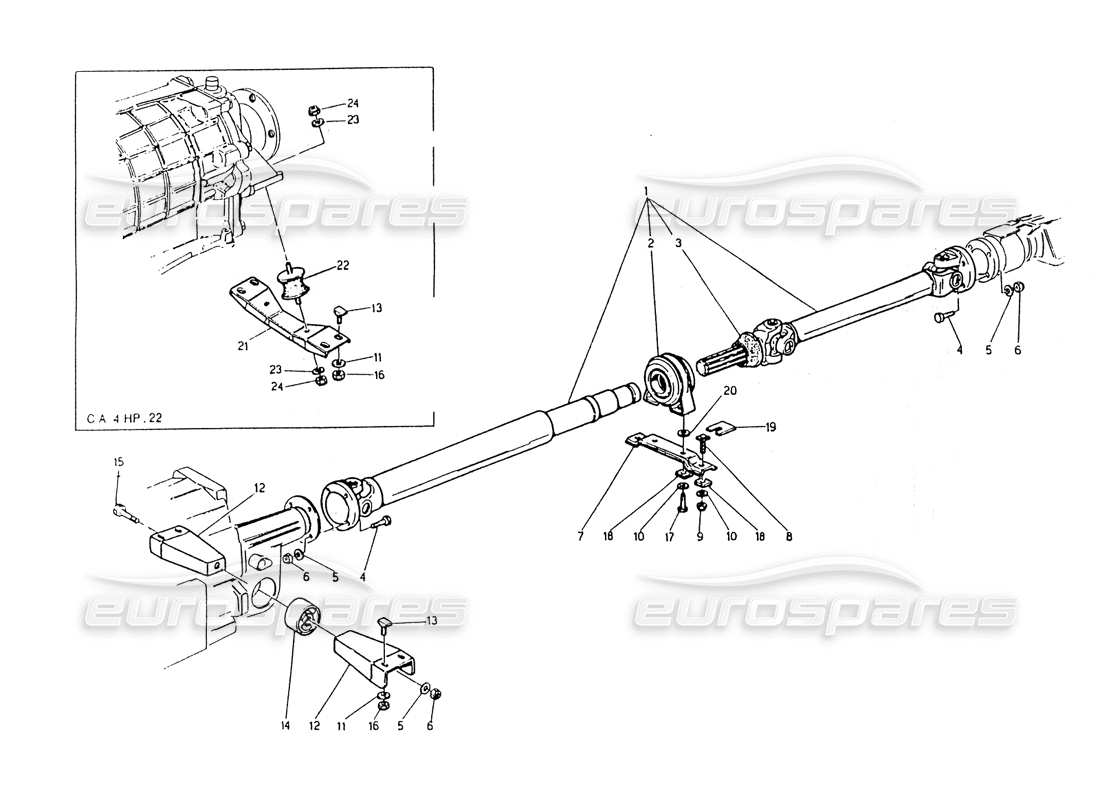 maserati 418 / 4.24v / 430 propeller shaft, zf parts diagram