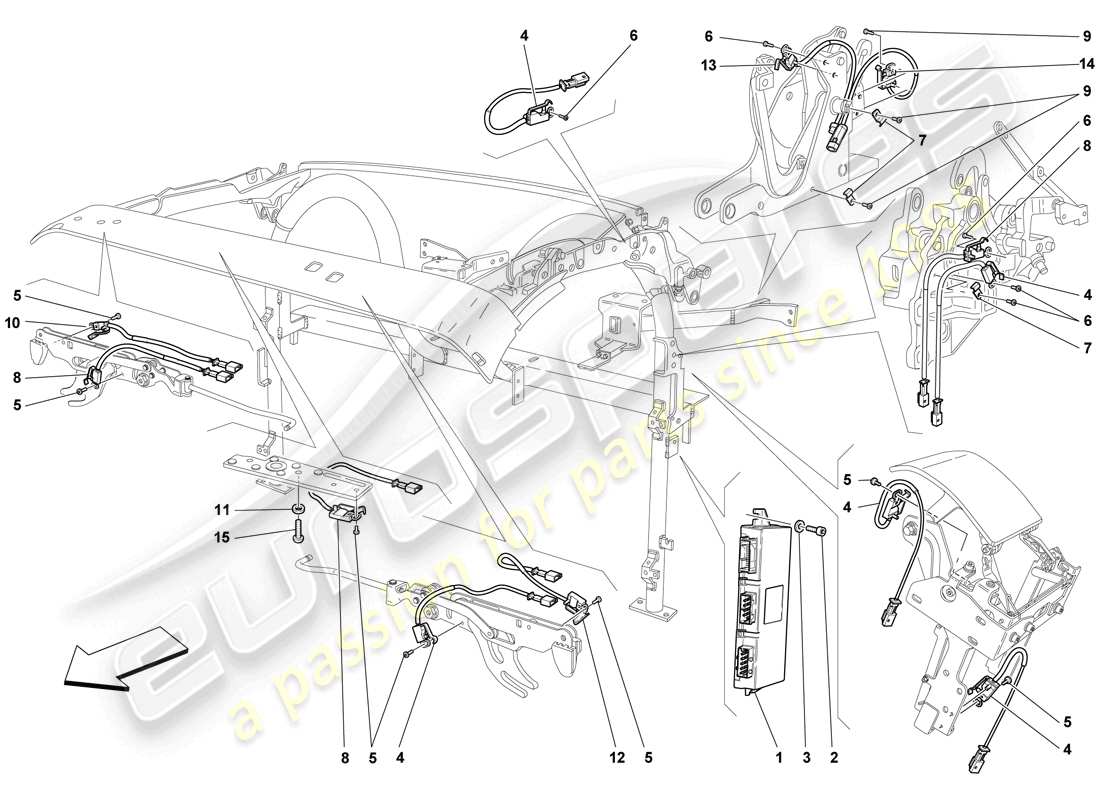 ferrari f430 scuderia spider 16m (europe) roof microswitch and ecu part diagram