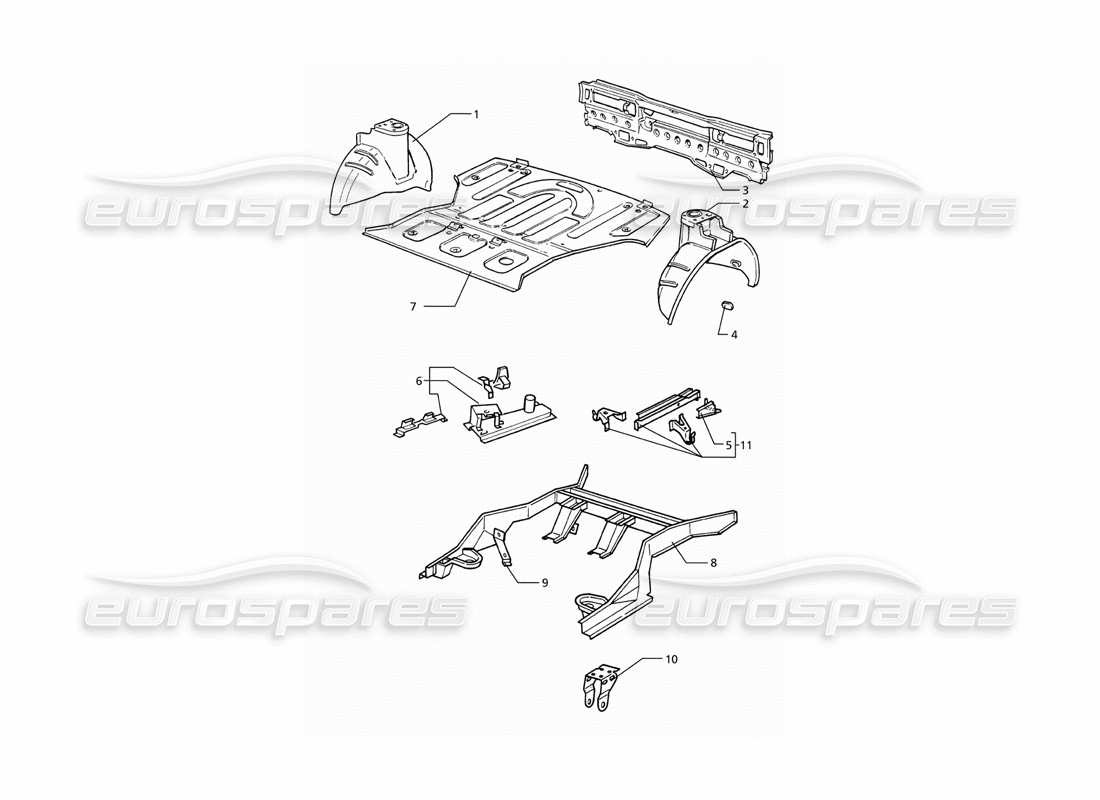 maserati ghibli 2.8 (abs) body shell: inner panels parts diagram
