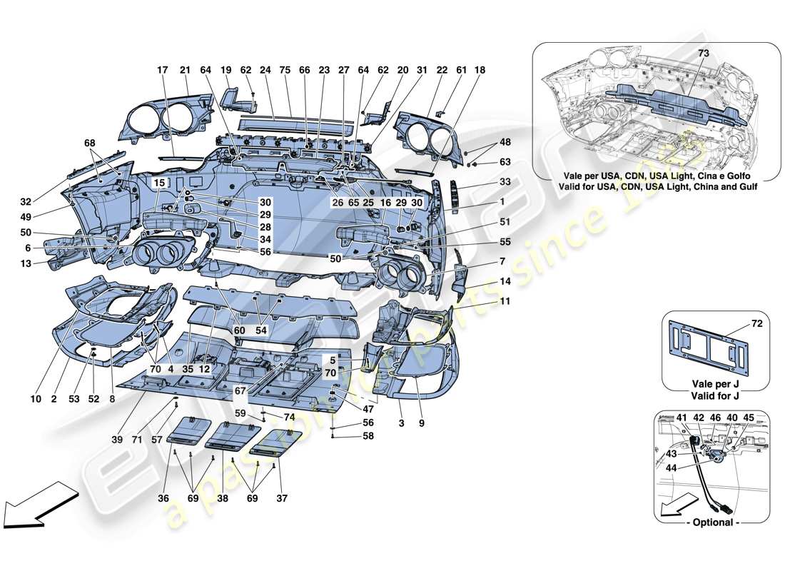 ferrari 812 superfast (rhd) rear bumper part diagram