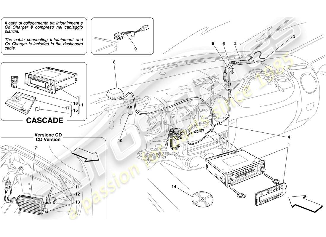 ferrari f430 coupe (usa) hi-fi system parts diagram