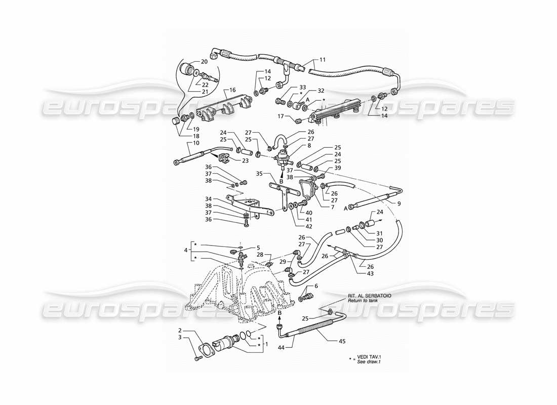 maserati qtp v6 (1996) injection system accessories (rhd) parts diagram