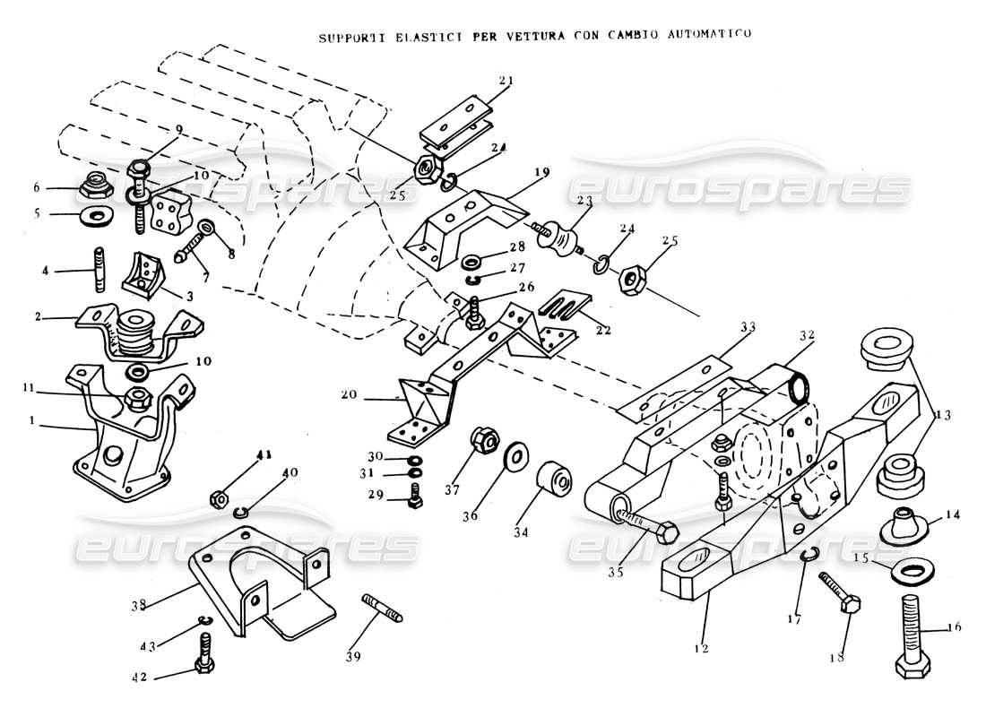 lamborghini espada automatic gearbox mounts & supports part diagram