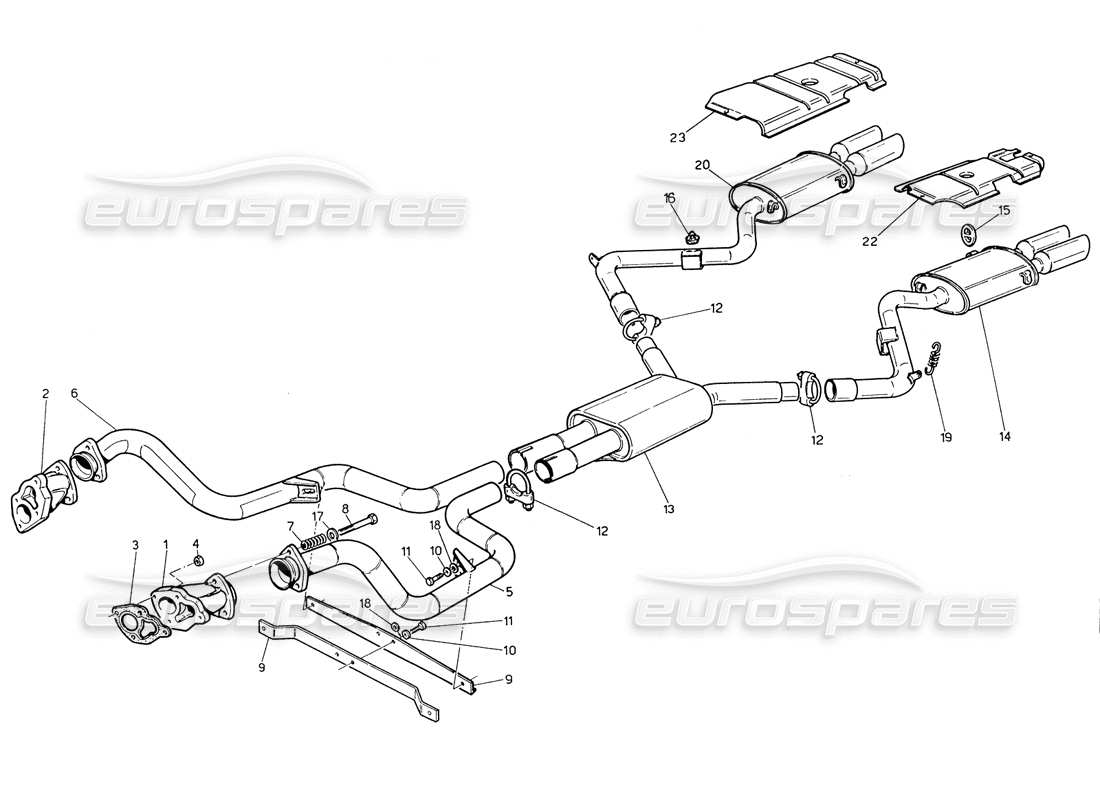 maserati biturbo spider exhaust system without catalys parts diagram