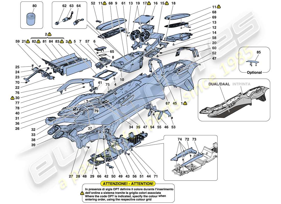 ferrari gtc4 lusso t (europe) tunnel - substructure and accessories parts diagram