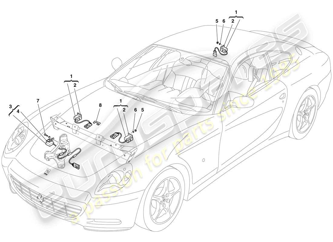 ferrari 612 sessanta (rhd) acceleration sensors parts diagram