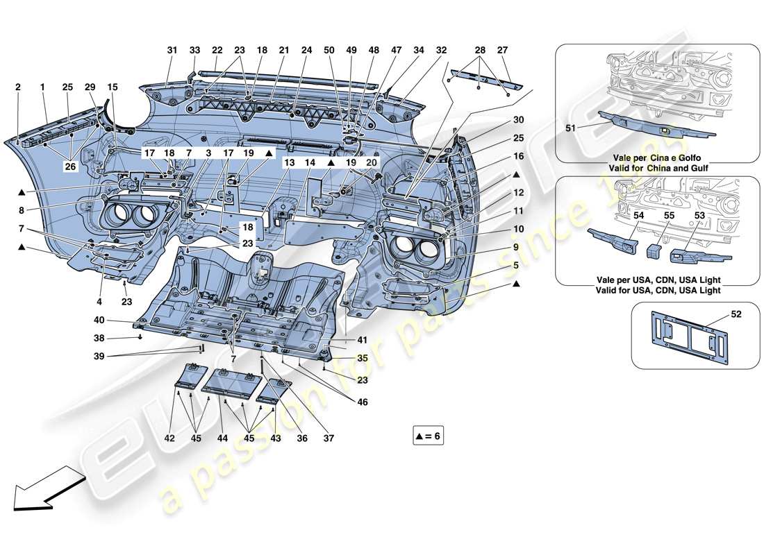 ferrari f12 tdf (europe) rear bumper parts diagram