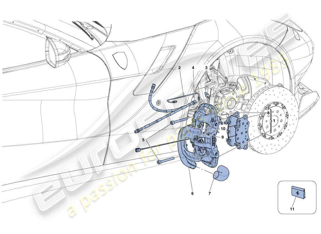 ferrari f12 tdf (usa) front brake callipers parts diagram