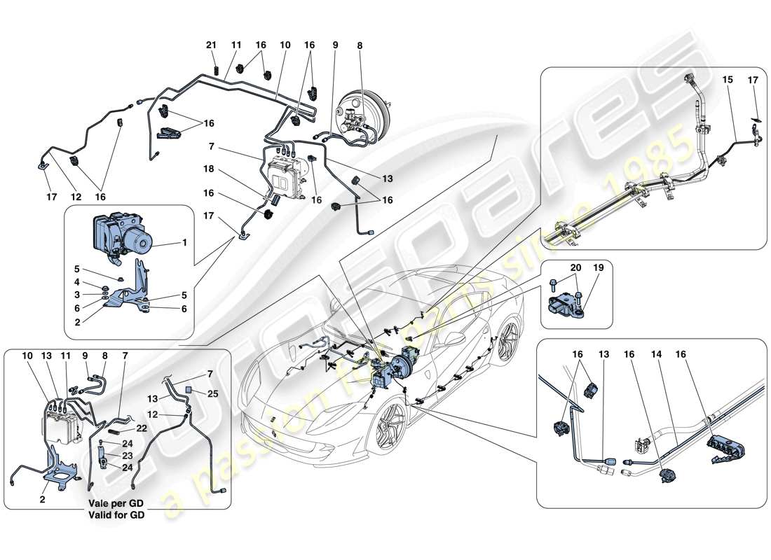 ferrari 812 superfast (europe) brake system parts diagram