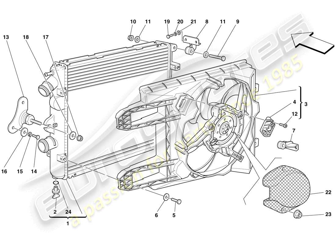 ferrari f430 scuderia spider 16m (europe) cooling system radiators part diagram