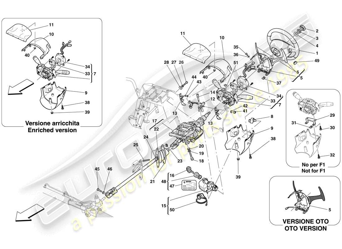 ferrari 612 scaglietti (usa) steering control part diagram