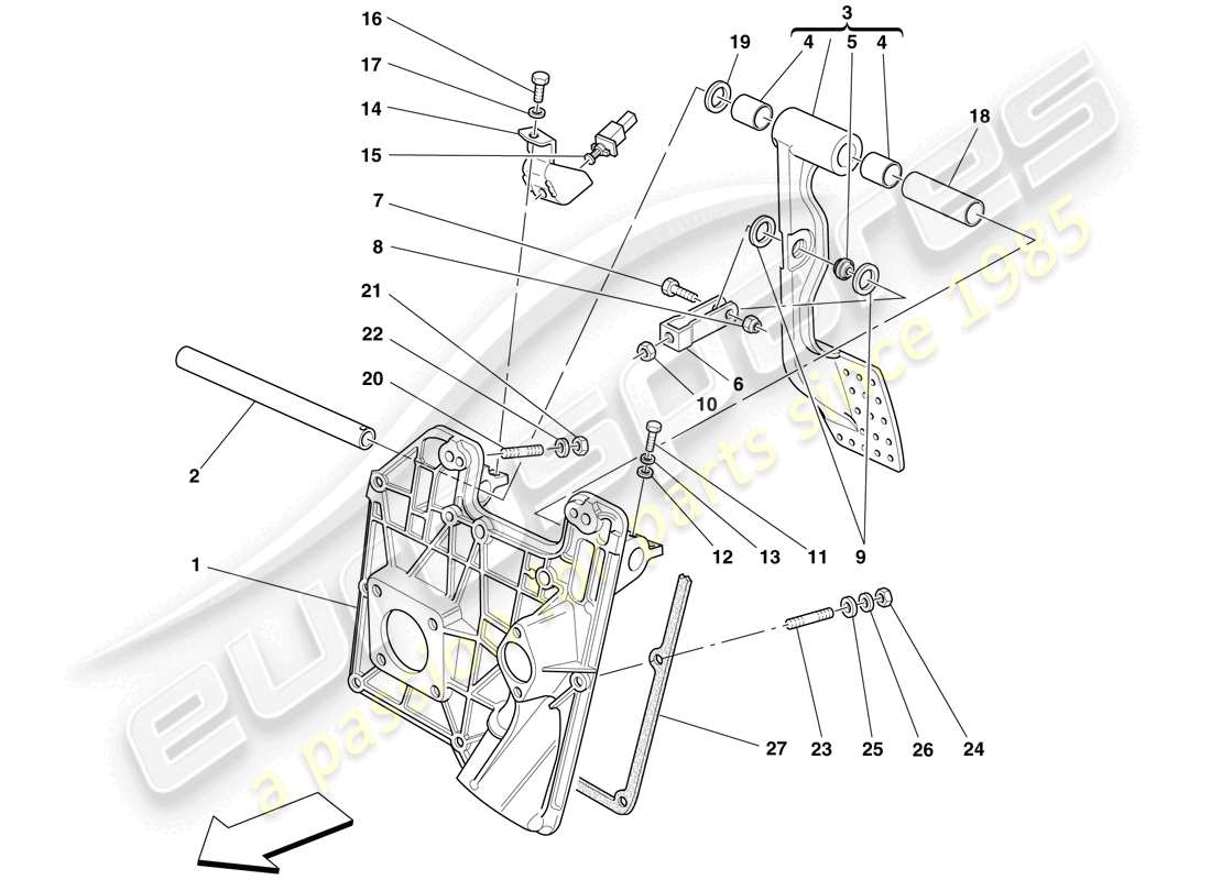 ferrari f430 scuderia spider 16m (europe) pedal board part diagram