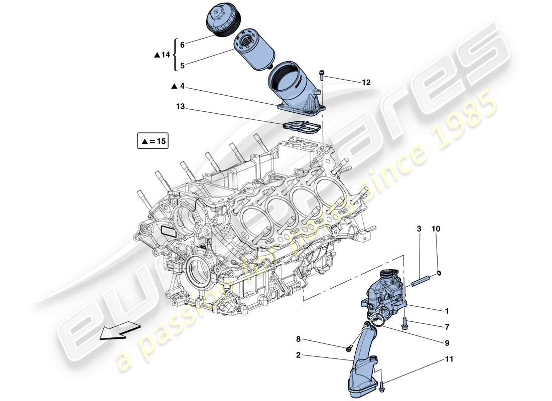 ferrari california t (rhd) lubrication: pump and filter parts diagram