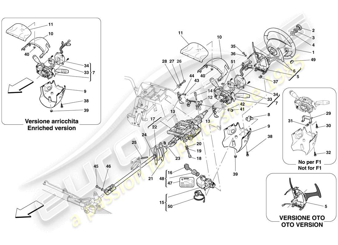 ferrari 612 scaglietti (europe) steering control part diagram