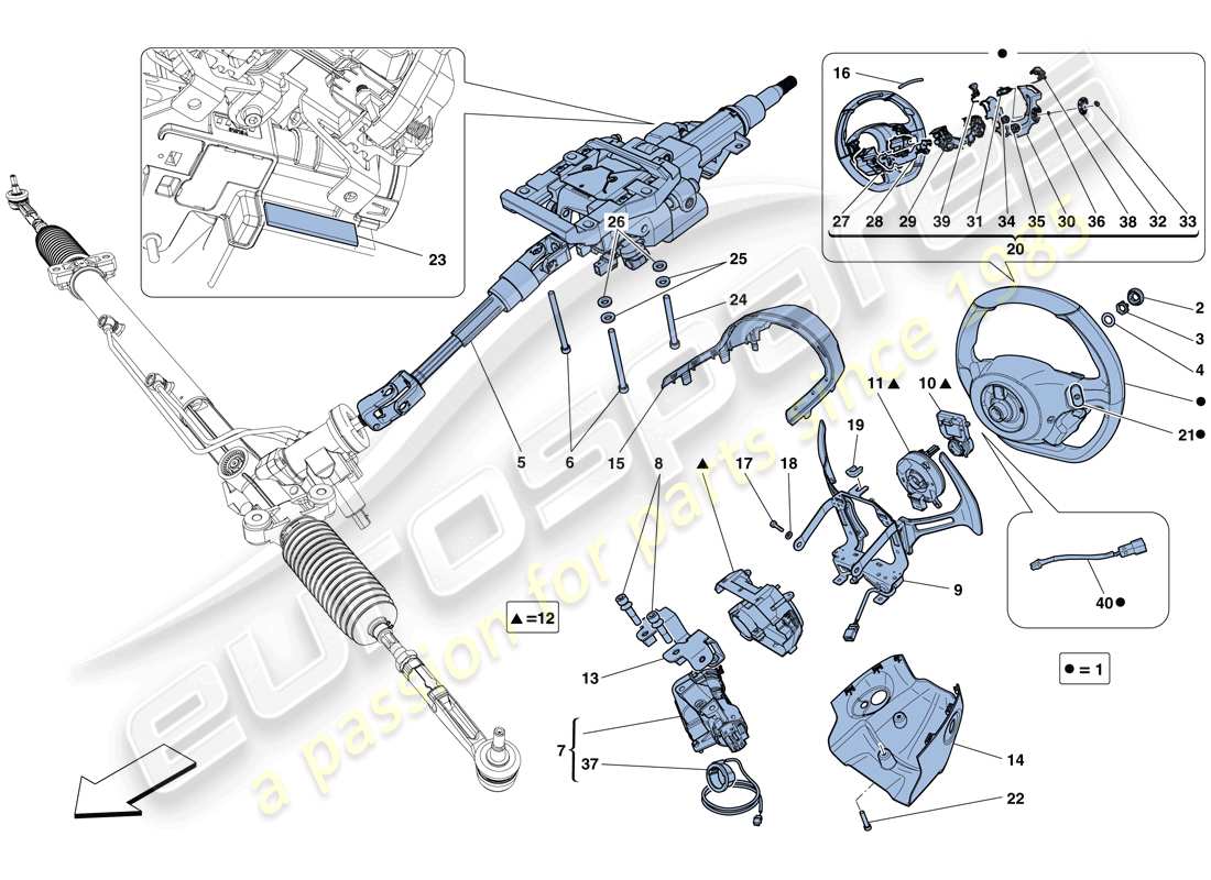 ferrari 458 italia (usa) steering control part diagram