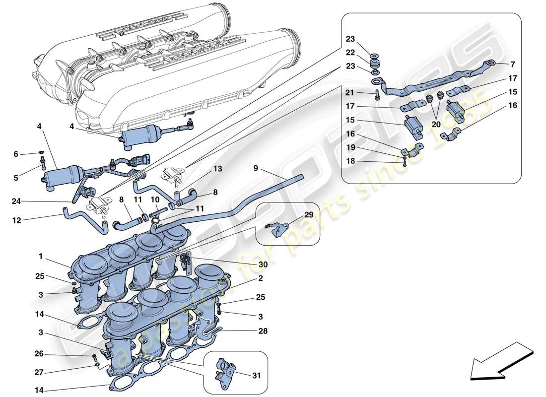 ferrari 458 spider (rhd) intake manifold parts diagram