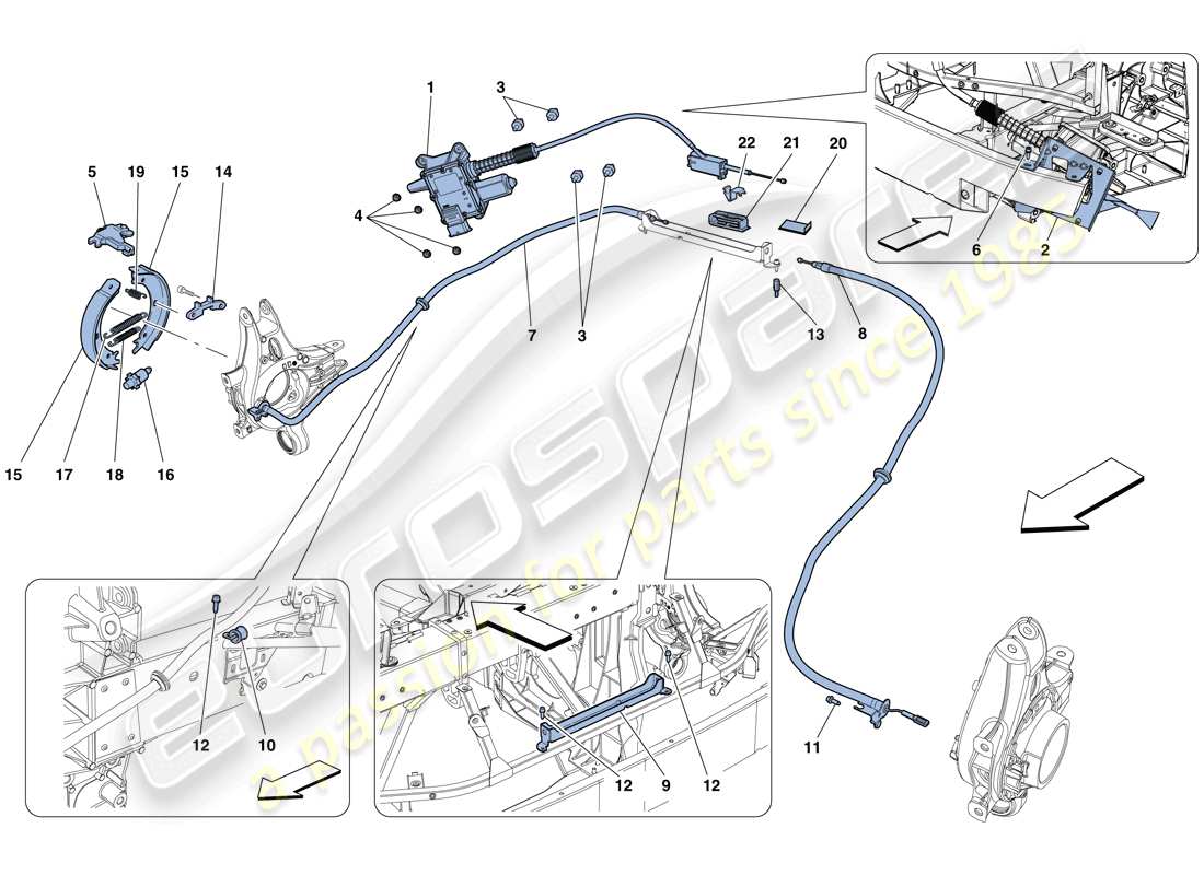 ferrari 458 spider (rhd) parking brake control part diagram