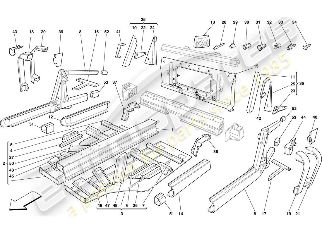 ferrari f430 coupe (europe) central elements and panels part diagram