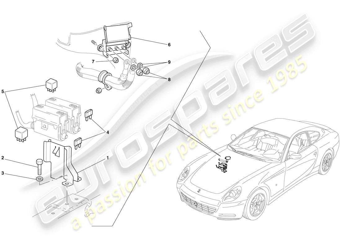 ferrari 612 sessanta (europe) engine compartment ecus part diagram