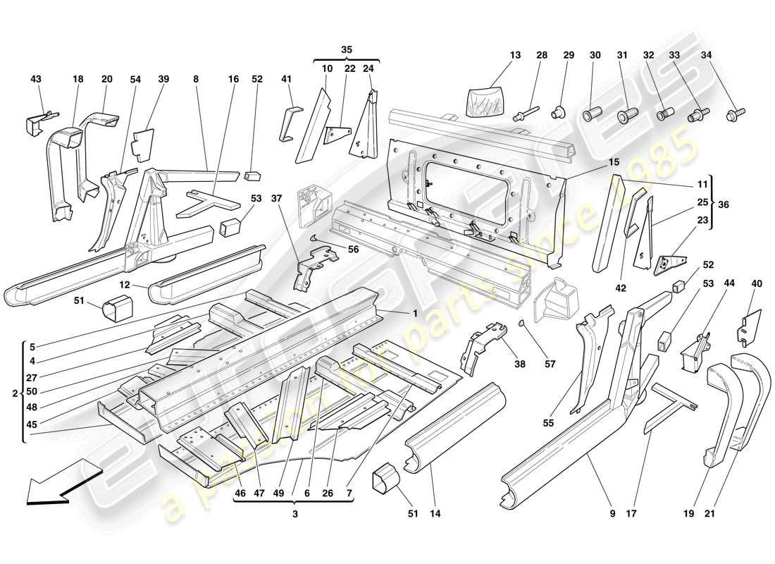 ferrari f430 spider (europe) central elements and panels parts diagram