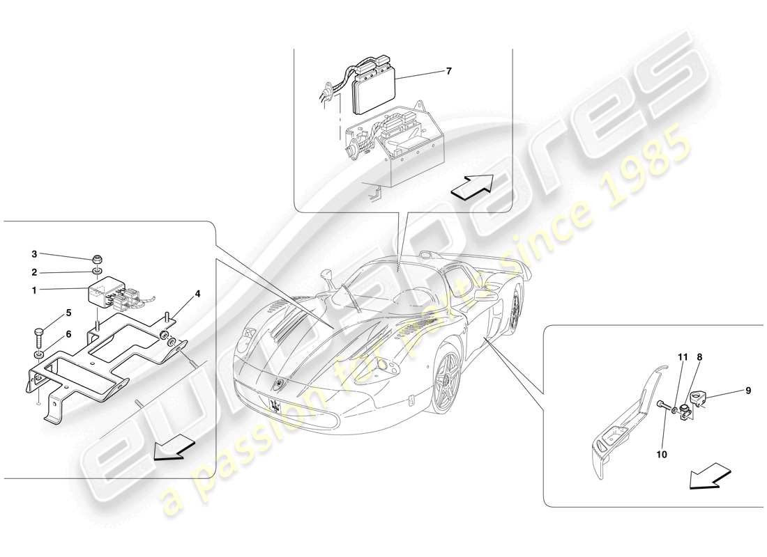 maserati mc12 passengers and engine compartments control units parts diagram