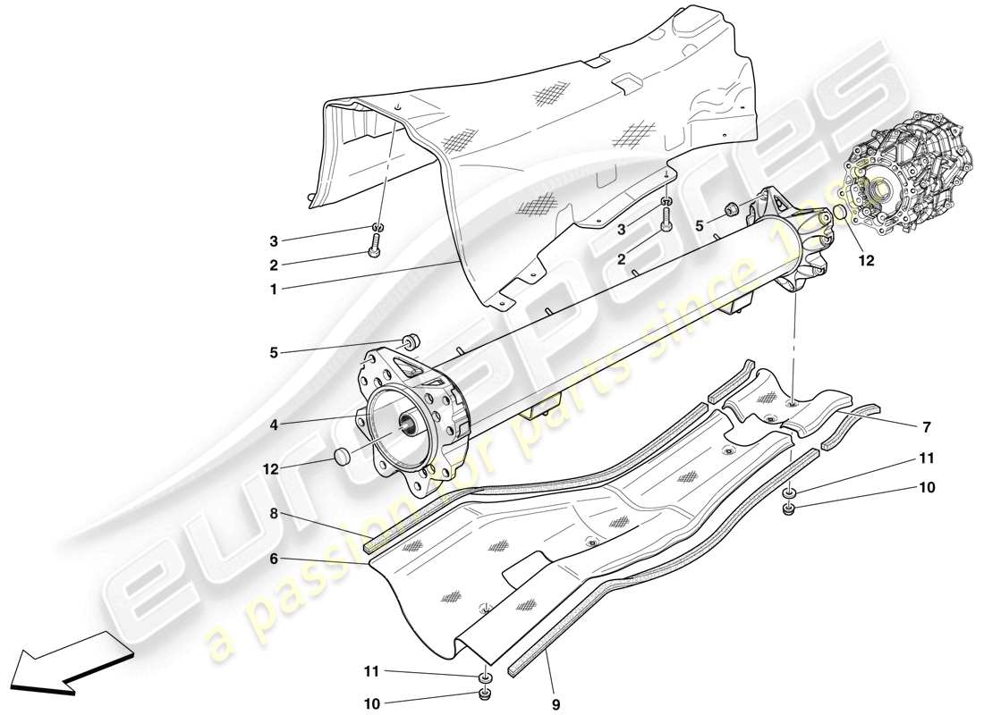ferrari 599 sa aperta (rhd) engine/gearbox connector pipe and insulation part diagram