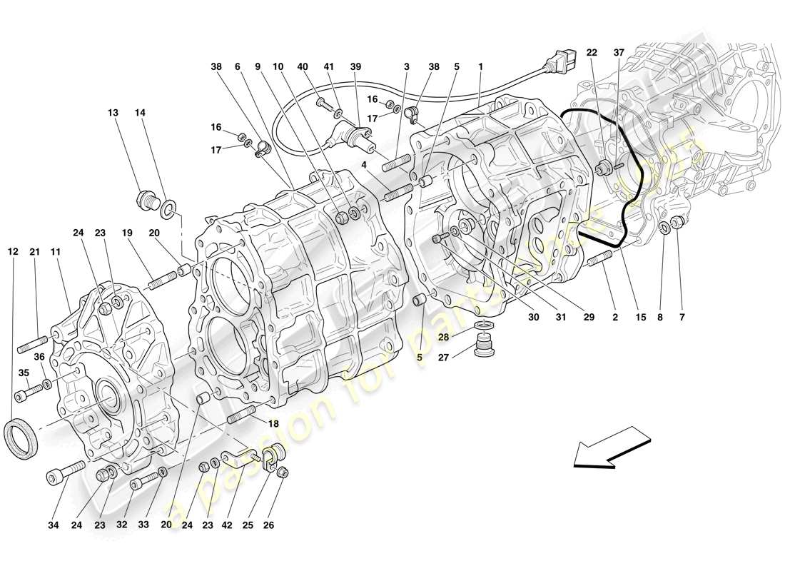ferrari 599 sa aperta (rhd) gearbox housing parts diagram